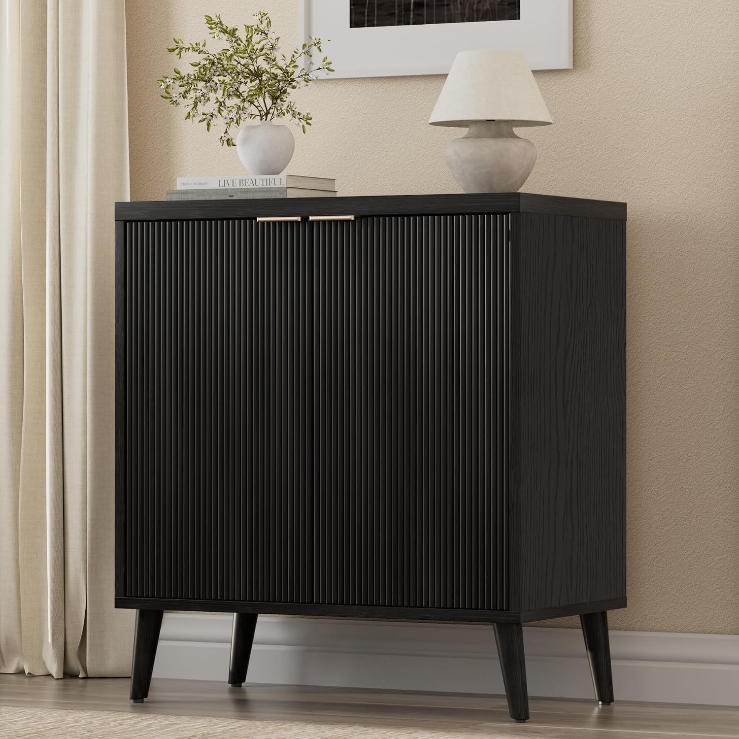 Kitchen Gadgets Storage - Fluted Buffet Cabinet With Storage Modern