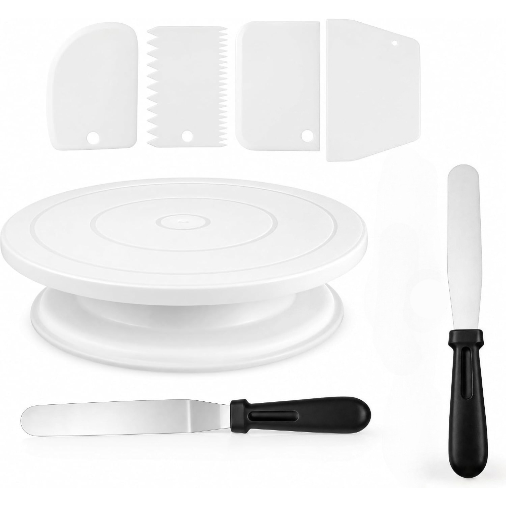 Cake Decorating Turntable - 7pcs Cake Decorating Kit with Cake