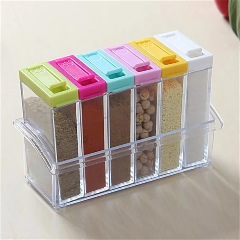 Transparent Seasoning Six Grid - Kitchen Gadgets Storage 评论和价格