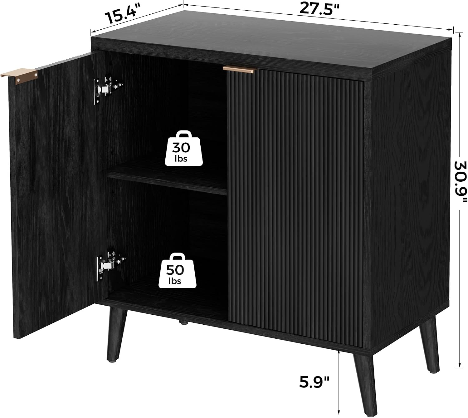 Fluted Buffet Cabinet With Sto - Kitchen Gadgets Storage 评论和价格