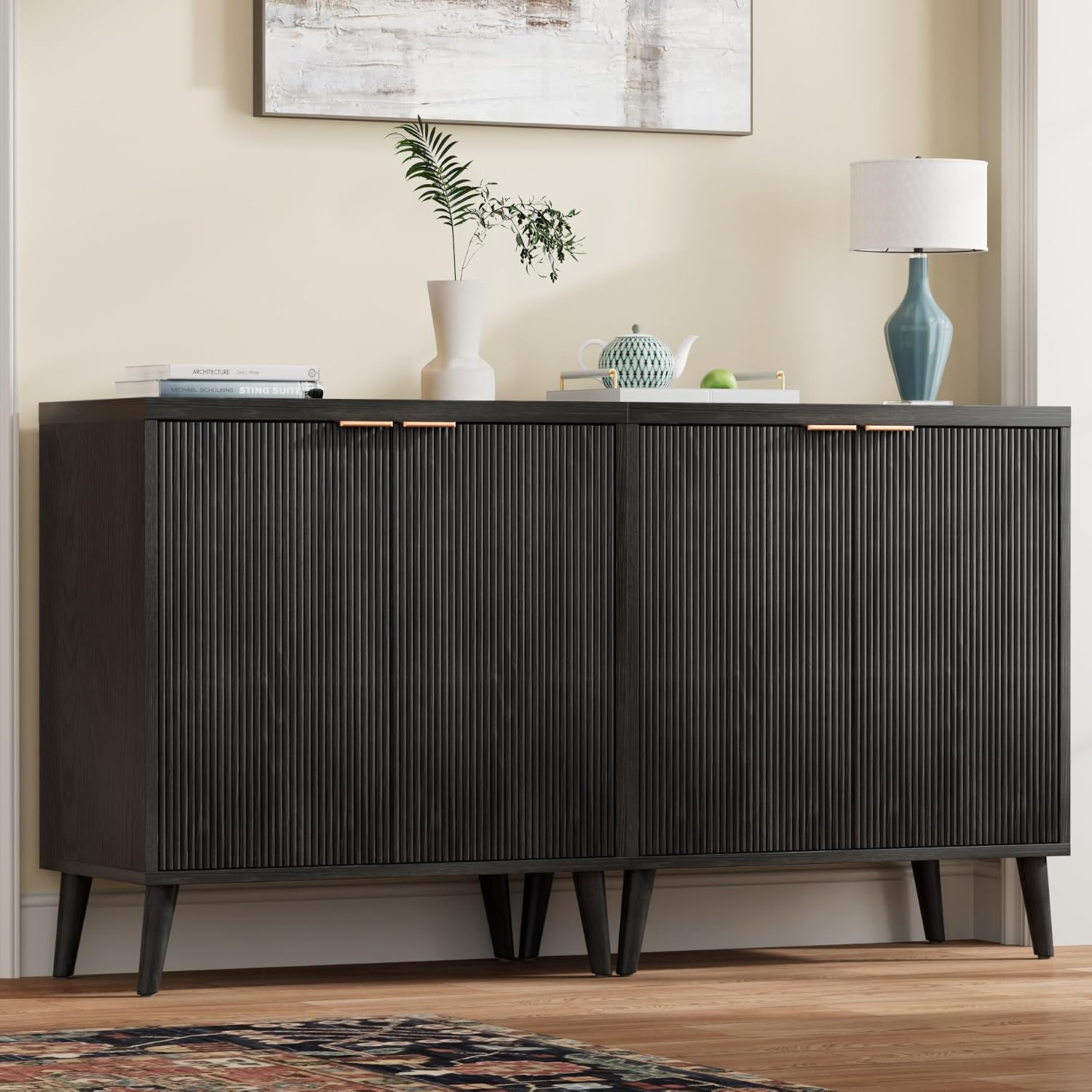 Fluted Buffet Cabinet With Sto - Kitchen Gadgets Storage 评论和价格